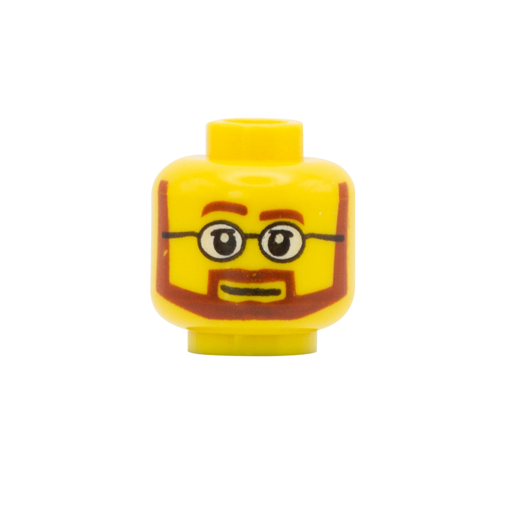 Brown Beard Round Glasses - LEGO Minifigure Head – Minifigs.me