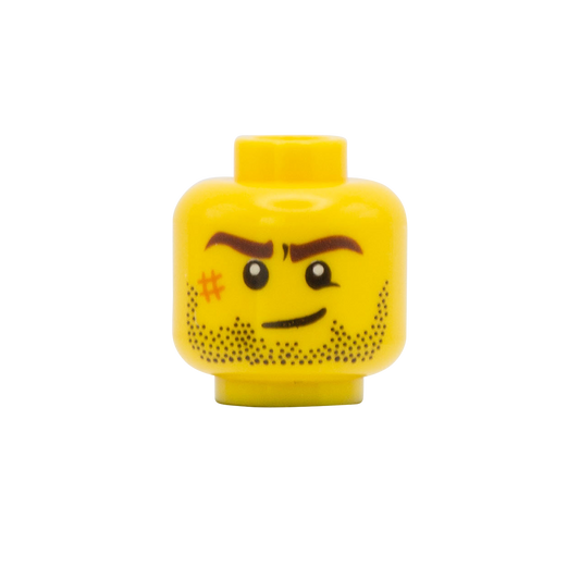 Stubble, Scratch, Smirk - Custom Printed Minifigure Head