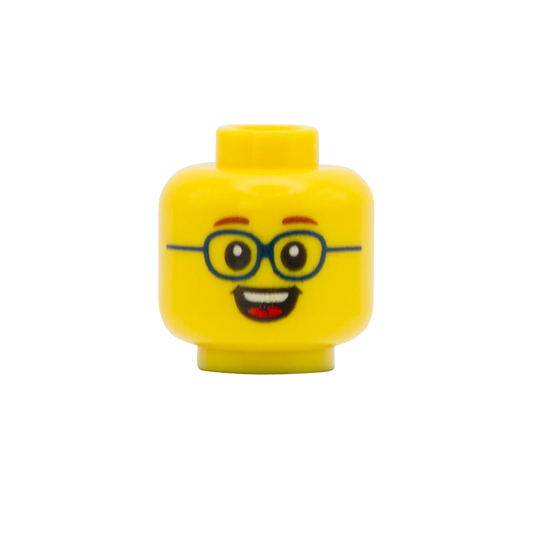 Dark Blue Glasses Happy - LEGO Minifigure Head