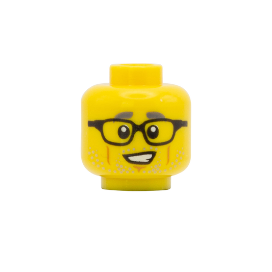 Stubble, Glasses Smirk - LEGO Minifigure Head