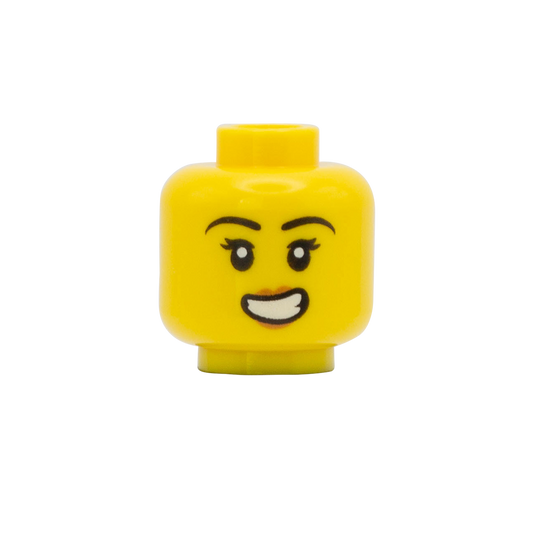 Wide Uncertain Smile, Pink Lipstick - LEGO Minifigure Head