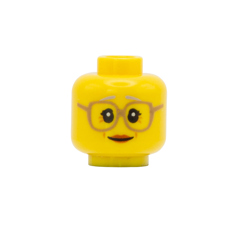 Elderly Smile Glasses - Lego Minifigure Head – Minifigs.me