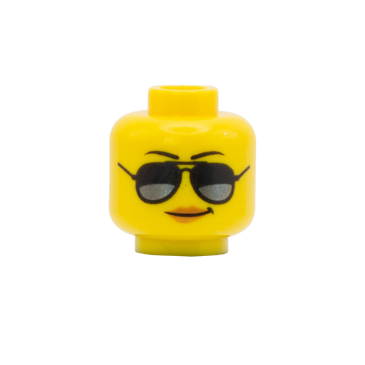 Aviator Sunglasses Lipstick Smile - LEGO Minifigure Head