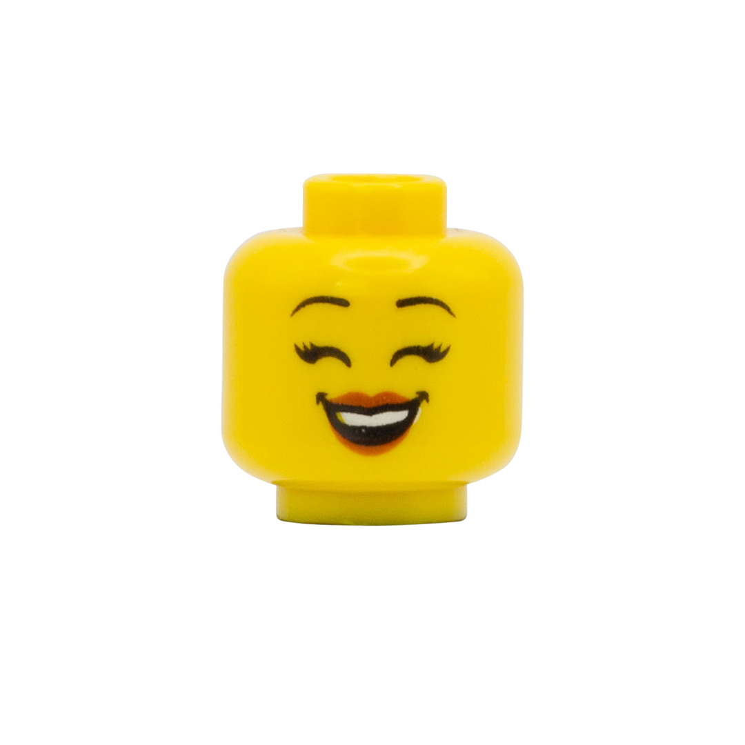Big Grin Eyes Closed Happy LEGO Minifigure Head Minifigs.me