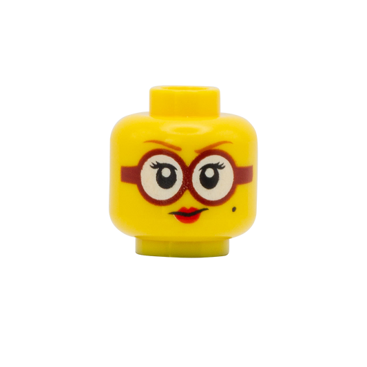 Big Red Glasses Make Up - LEGO Minifigure Head