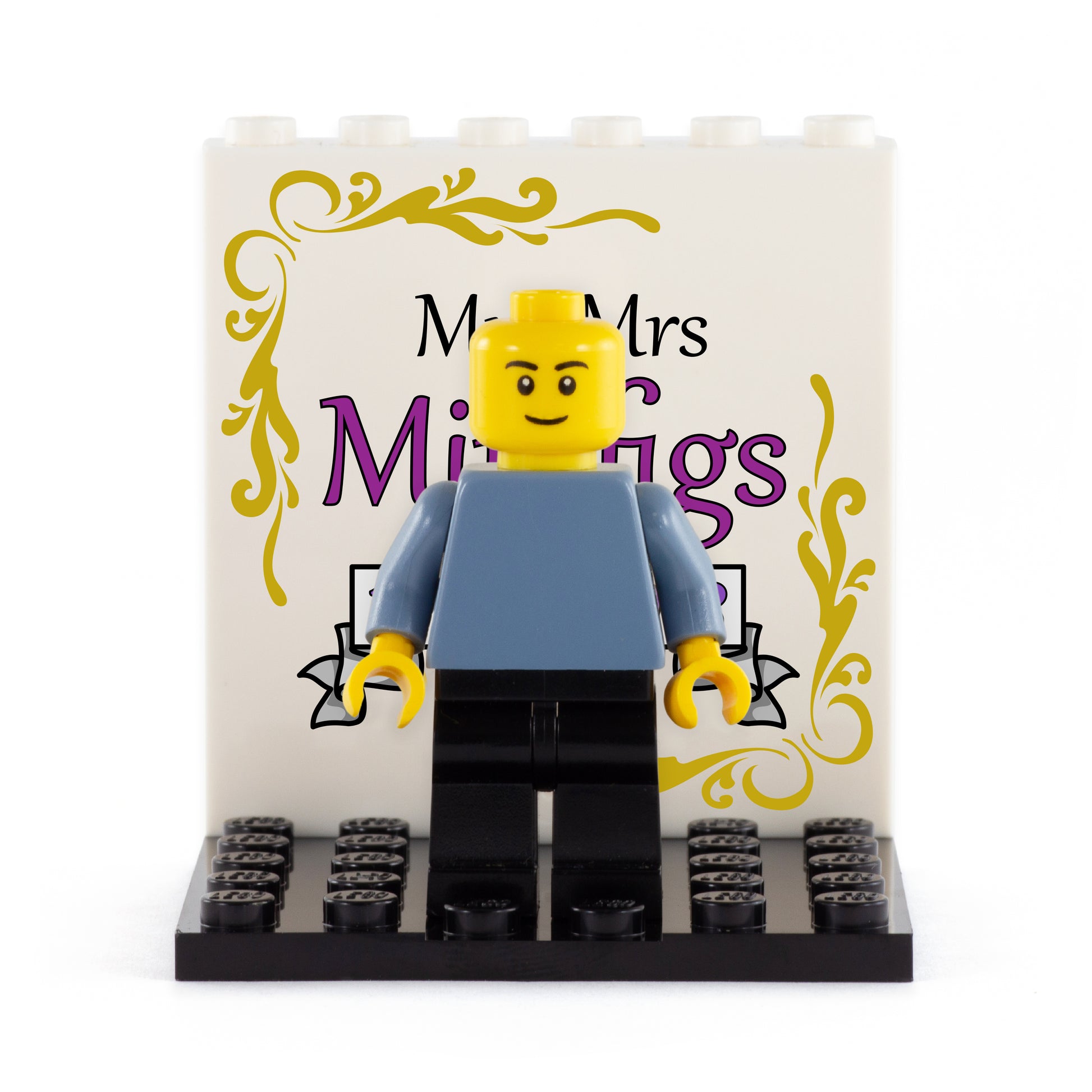 LEGO Personalised Wedding Back Panel with Decorative Edging custom design present