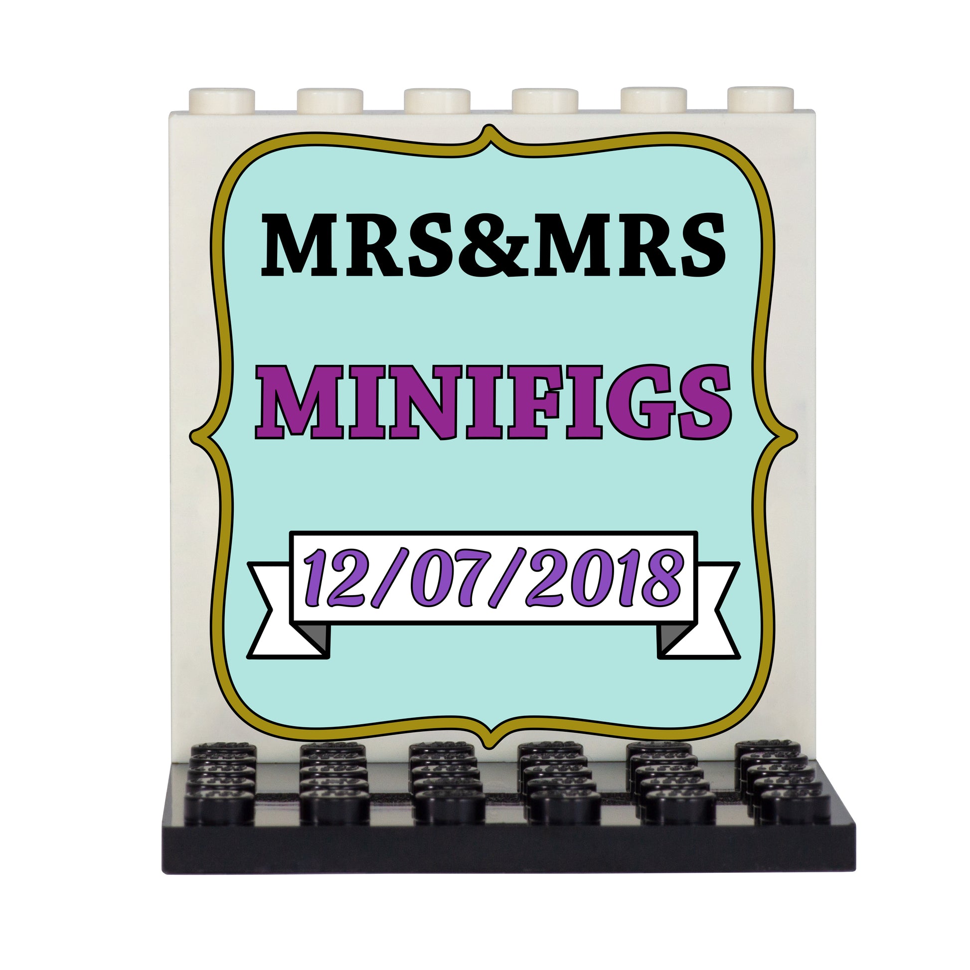 LEGO Personalised Wedding Backpanel with Pale Blue Plaque custom design present