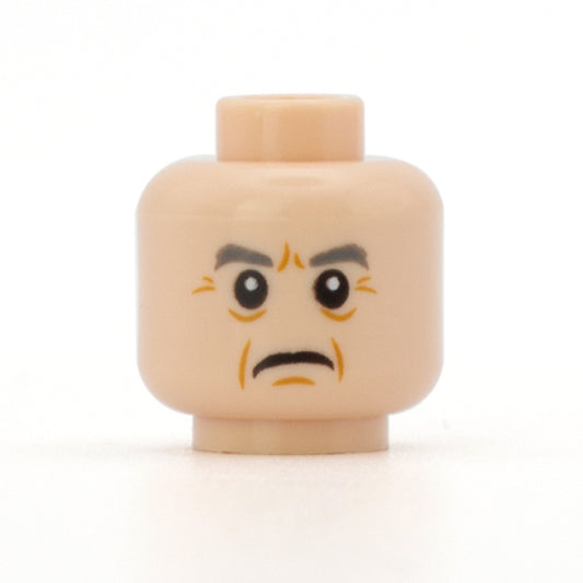 Elderly Face with Frown (Light Skin Tone) - LEGO Minifigure Head