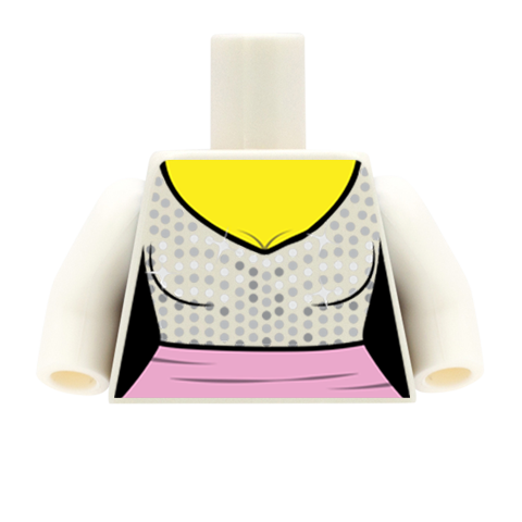 Jewelled Wedding Dress with Pink Waistband - Custom Design Minifigure Torso