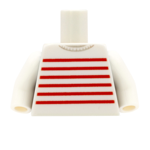 LEGO Red and White Striped Top  - Lego Minifigure Torso