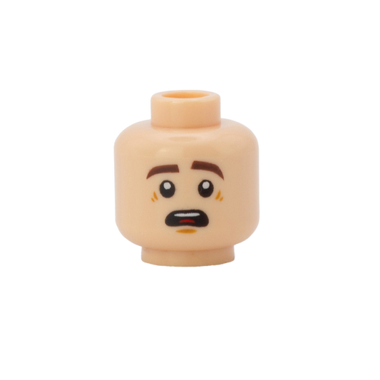 Scared Face / Cheeky Smile (Light Skin Tone, Double Sided) - LEGO Minifigure Head