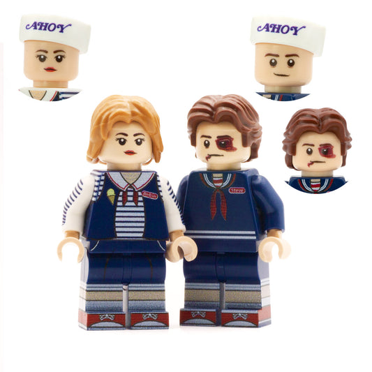 Robin and Steve from Stranger Things (Scoops Ahoy) - Custom LEGO minifigures