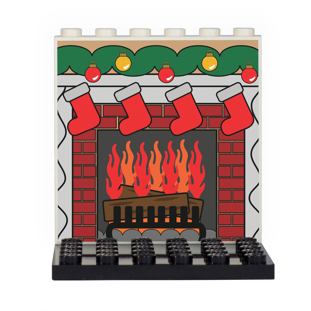 Christmas Fireplace Back Panel- Custom Design Display Panel and Stand