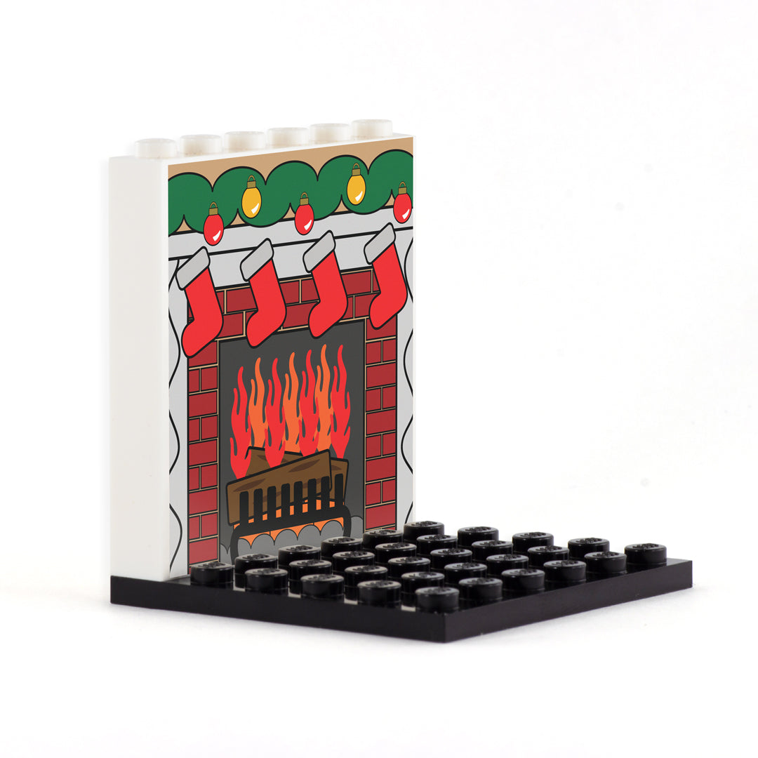 Christmas Fireplace Back Panel- Custom Design Display Panel and Stand