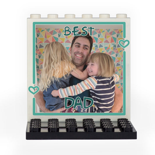 Personalised LEGO Your Image 'Best Dad' Back Panel- Custom Design Display Panel and Stand