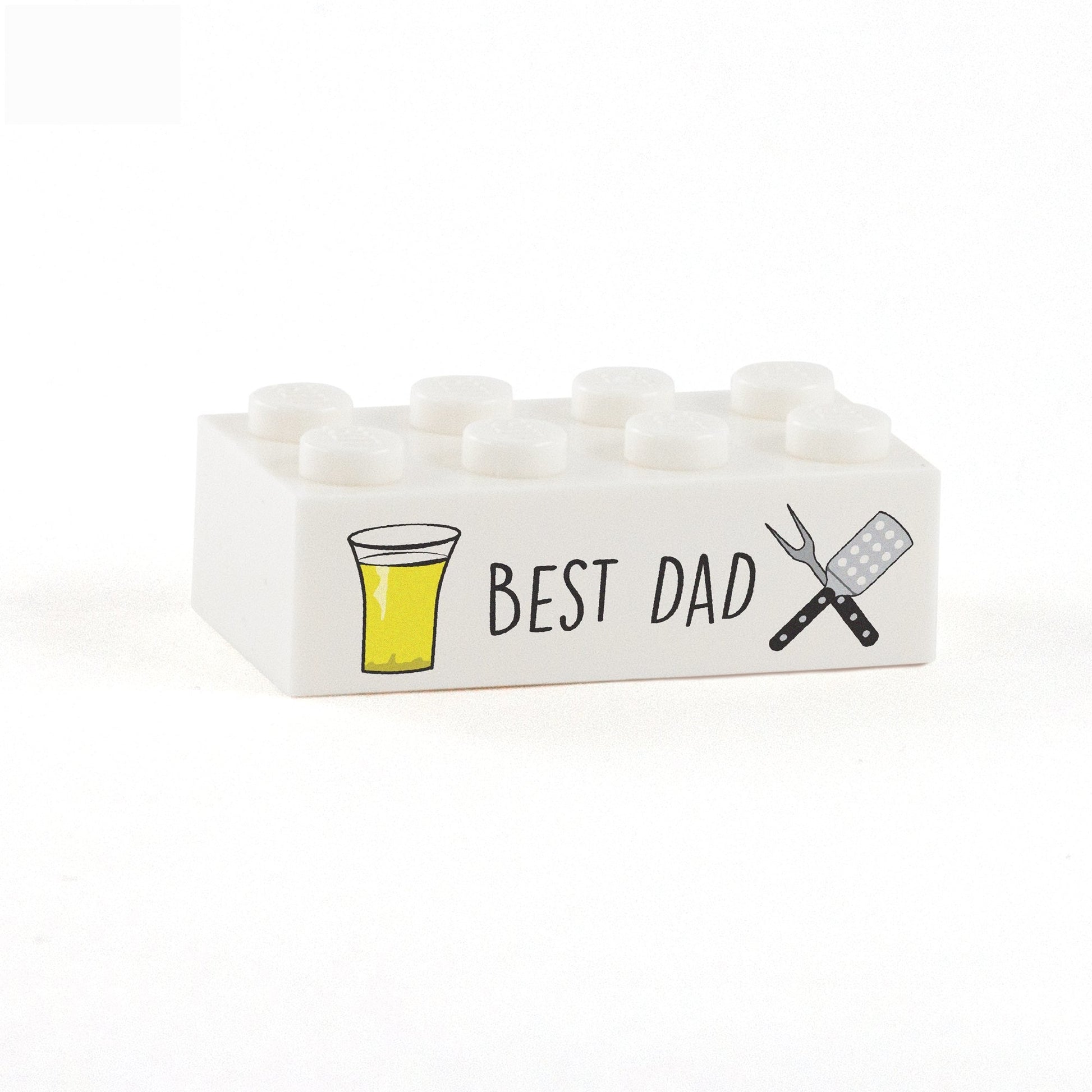 Best Dad Display Brick - Custom Printed 2x4 LEGO Brick, Minifigure Display