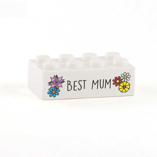 Best Mum Display Brick - Custom Printed 2x4 LEGO Brick, Minifigure Stand