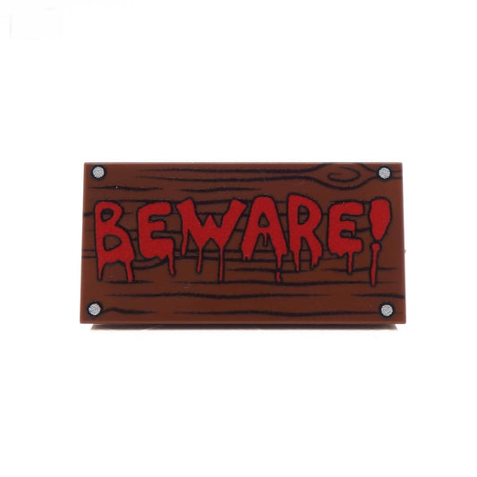 Beware Sign - Custom Printed LEGO Tile