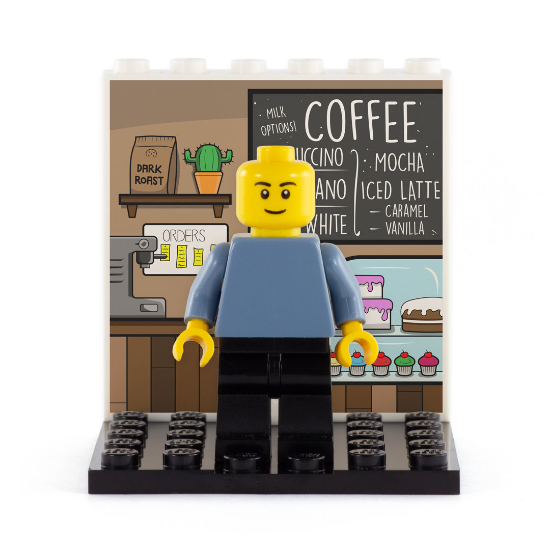Coffee Shop Back Panel - Custom Design LEGO Display Panel and Stand
