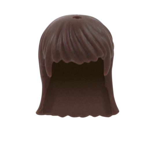 Dark Brown Long Hair with Long Blunt Fringe - LEGO Minifigure Hair