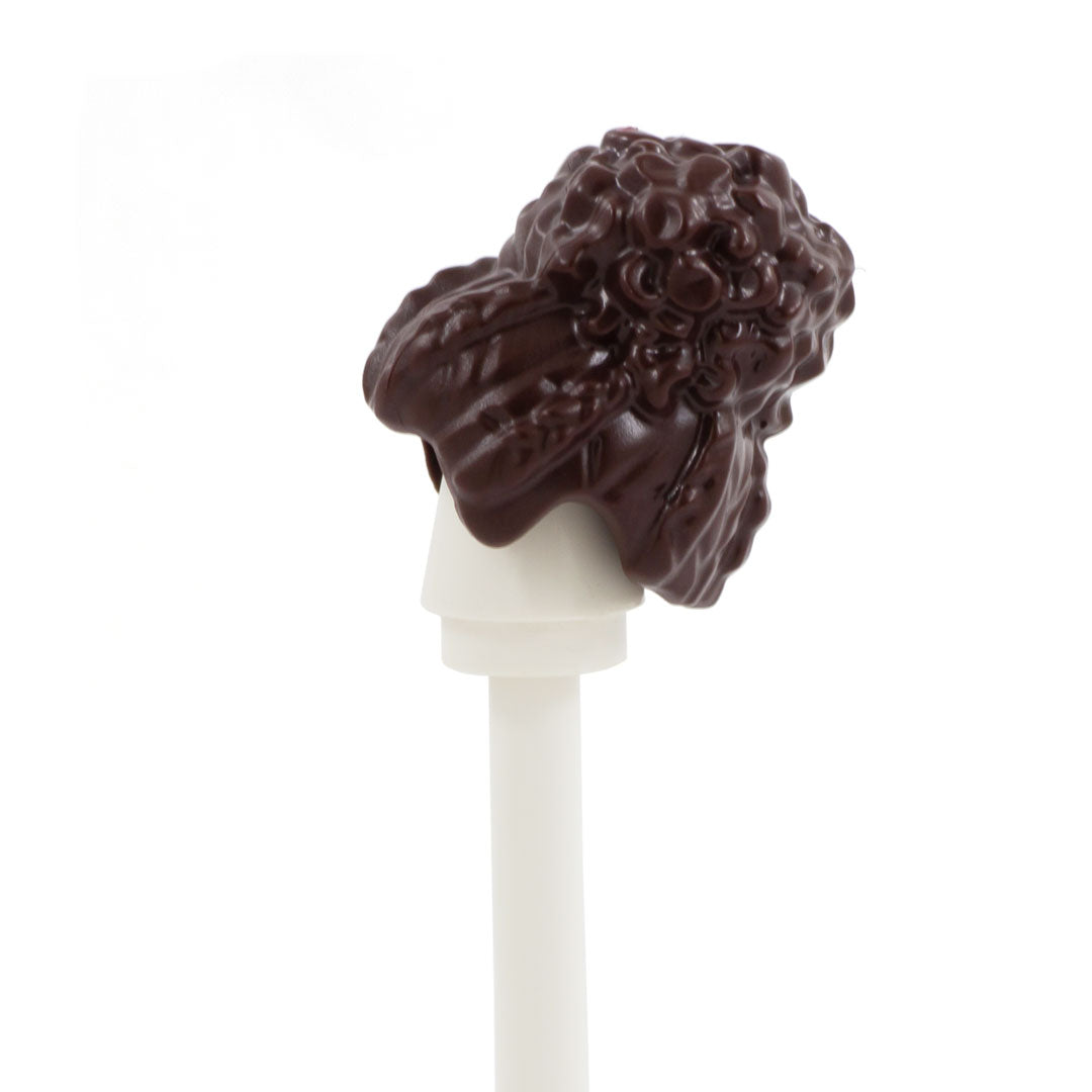 Dark Brown Braided Curly Bun - LEGO Minifigure Hair