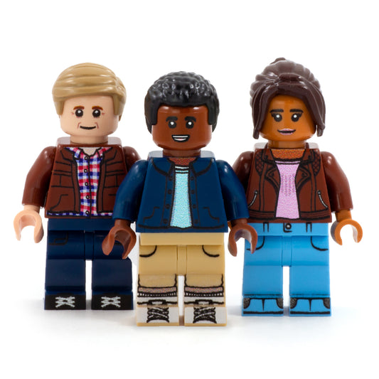 Trio of Time Travelling Companions (Ryan, Yaz and Graham from Doctor Who) - Custom Design LEGO Minifigure Set