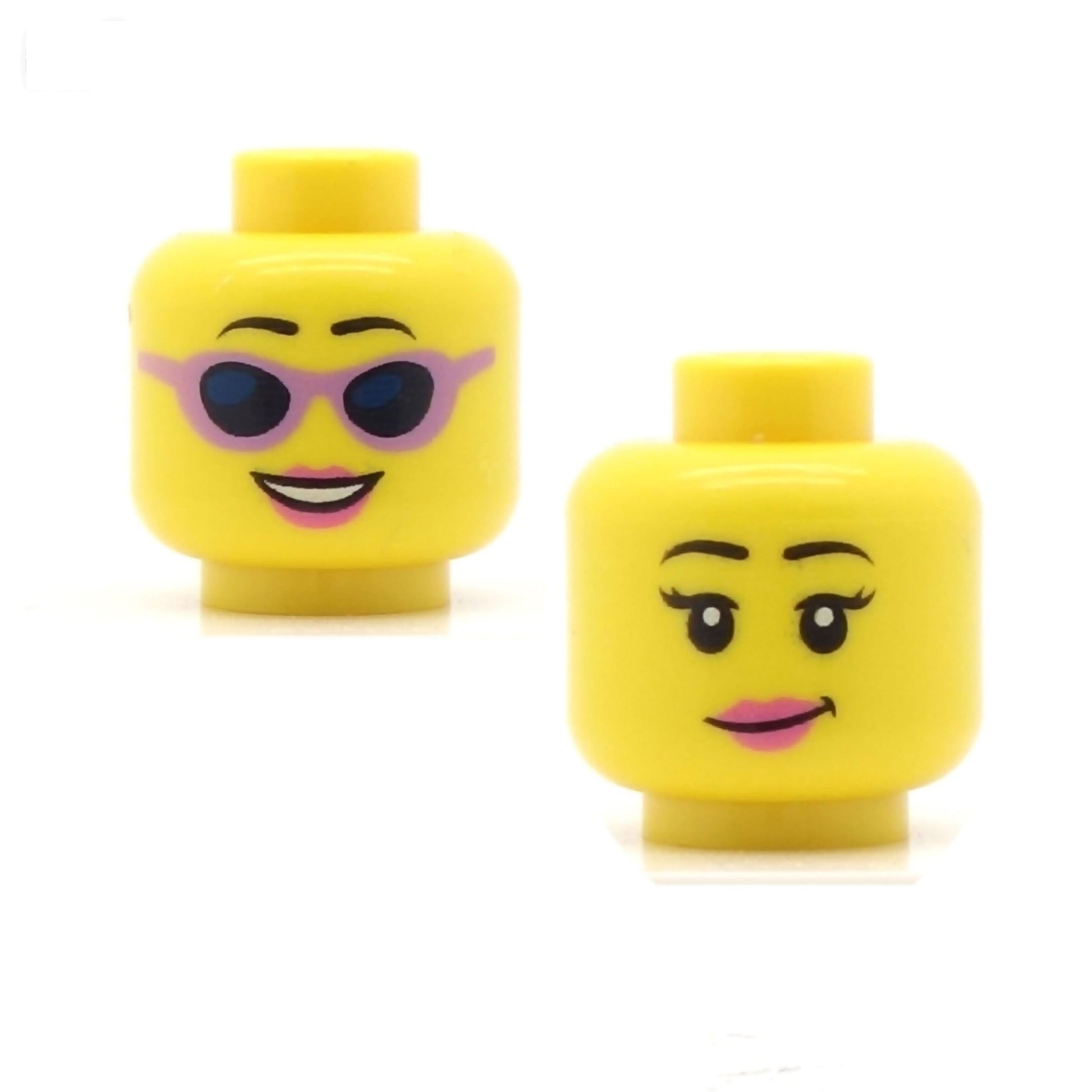 Pink Sunglasses Smile / "Hmmm" Pink Lips (Double Sided) LEGO Minifigure Head