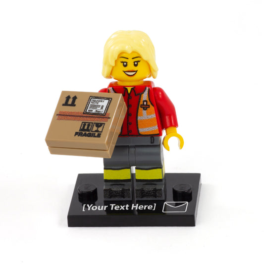 Personalised UK Postal Worker Minifigure (No Hair) - Custom Design LEGO Minifigure