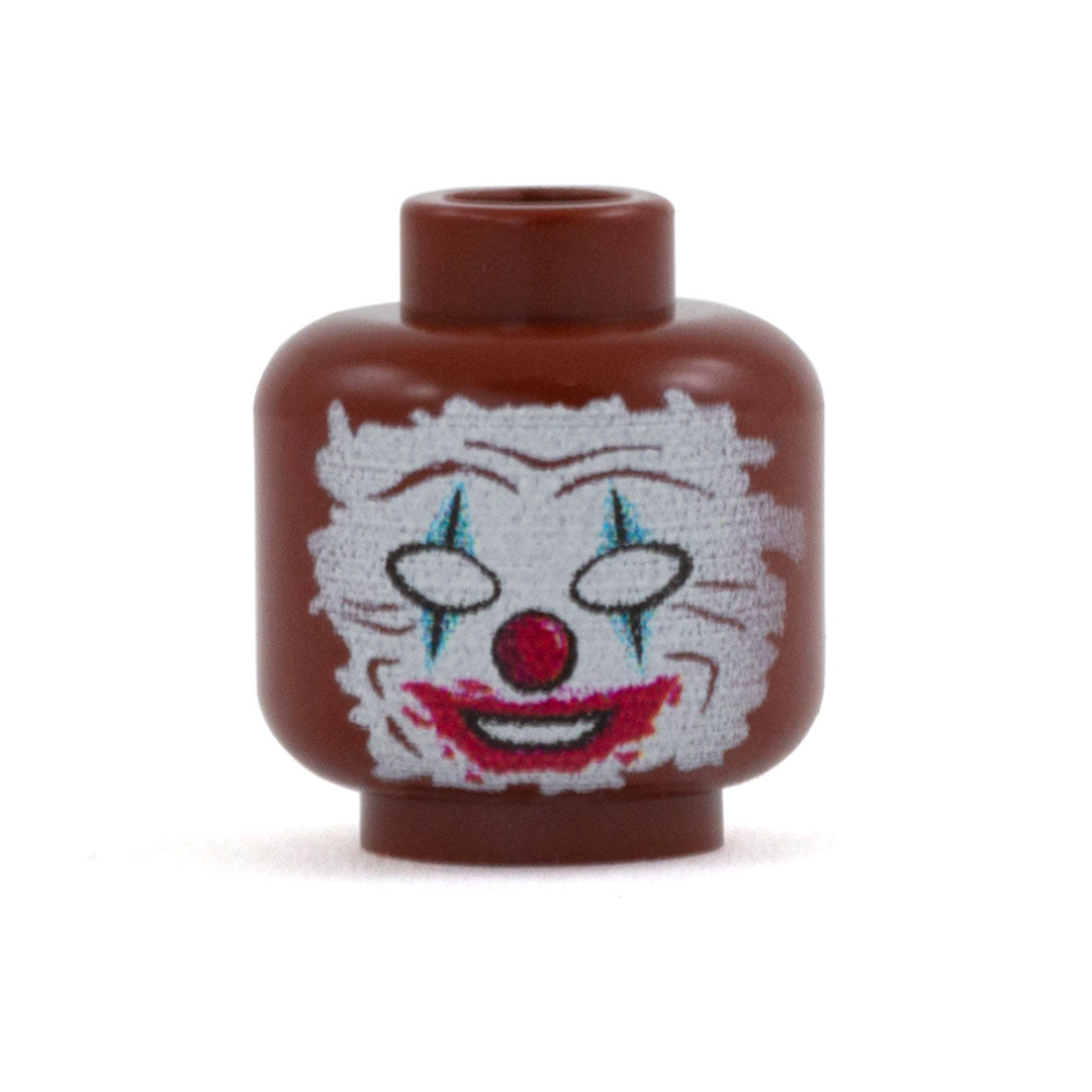 Scary Clown Face Paint (Dark Skin Tone) - Custom Printed LEGO Minifigure Head