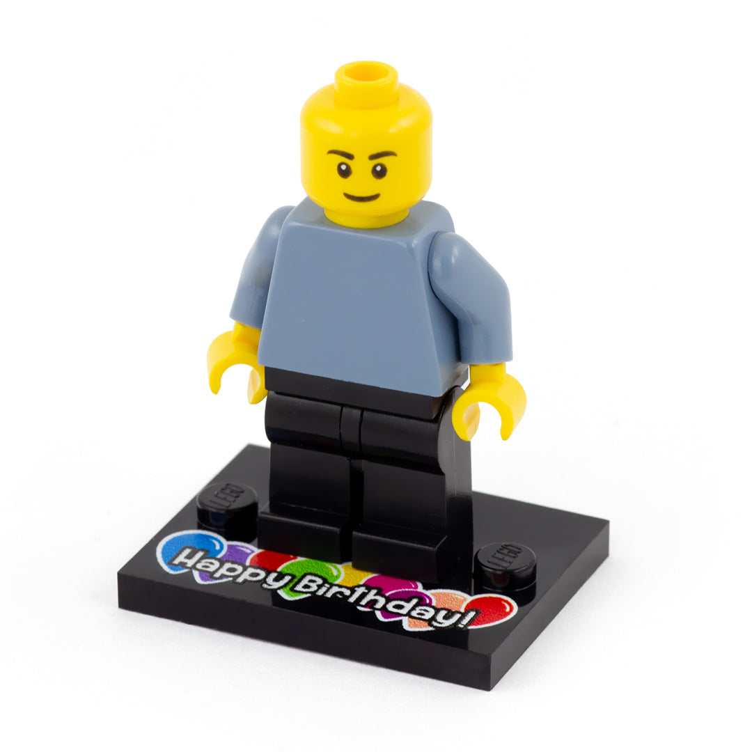 Happy Birthday Baseplate with Balloons - Custom Printed LEGO Baseplate to display your minifigure