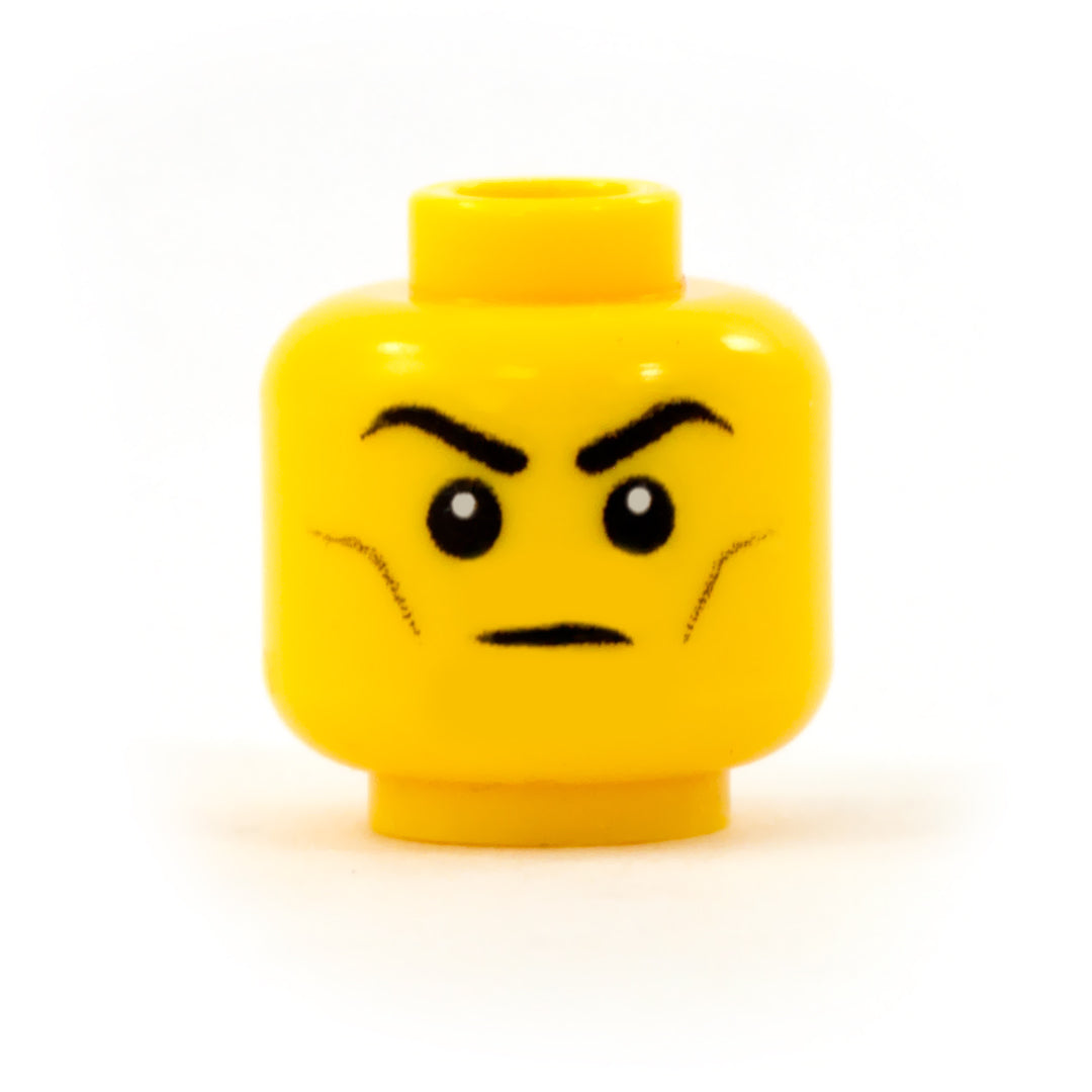 Male Human Head with Strong Cheekbones (Various Skin Tones) - Custom Design LEGO Minifigure Head
