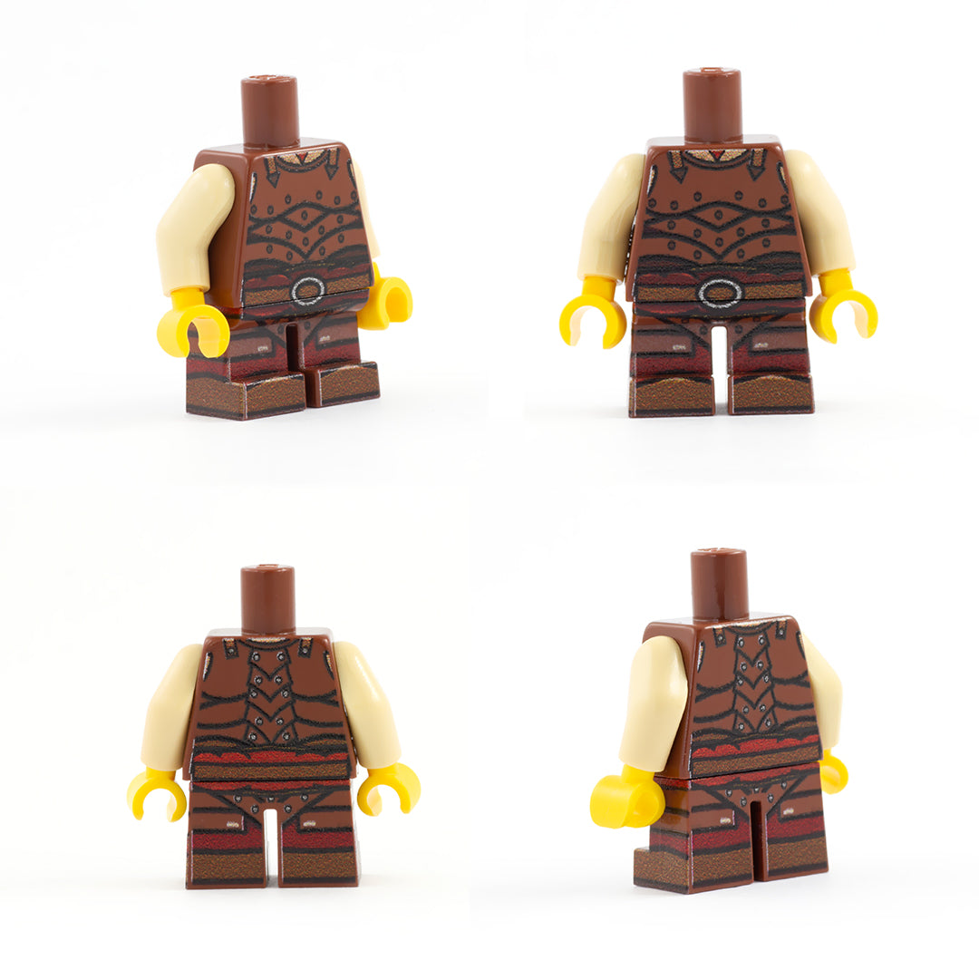 Fighter Outfit with Leather Armour (Short Legs) - Custom Design LEGO Minifigure Legs and Torso