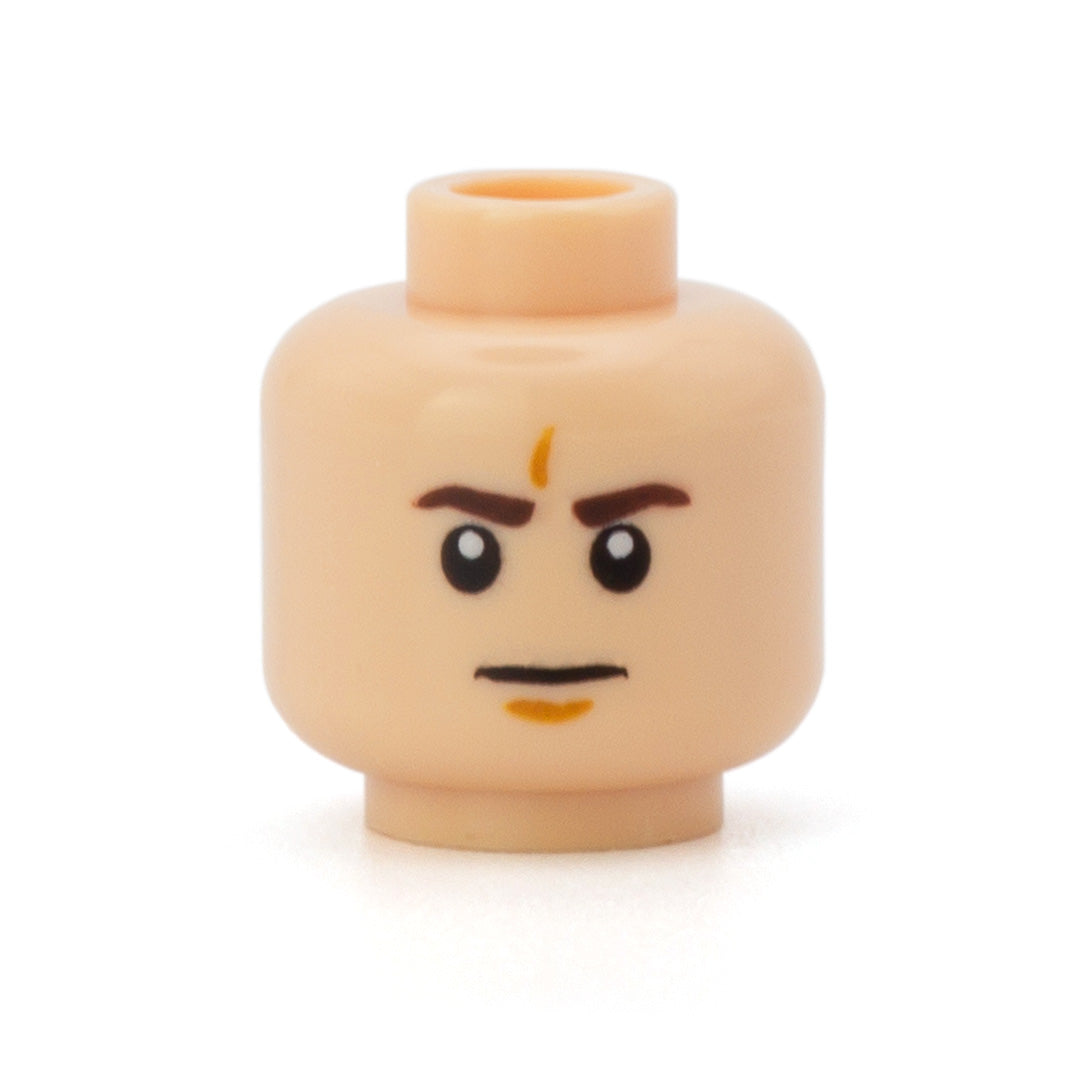 Stern Face with Forehead Dimple (Light Skin Tone) - LEGO Minifigure Head