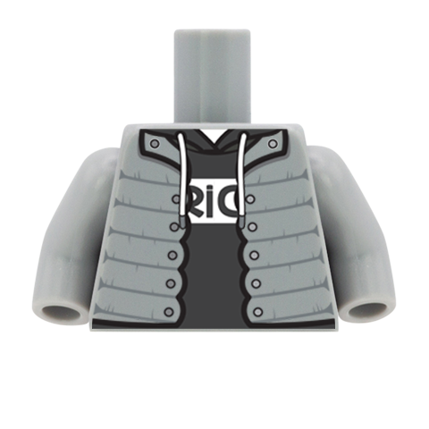 Puffer Jacket over Hoodie - Custom Design Minifigure Torso