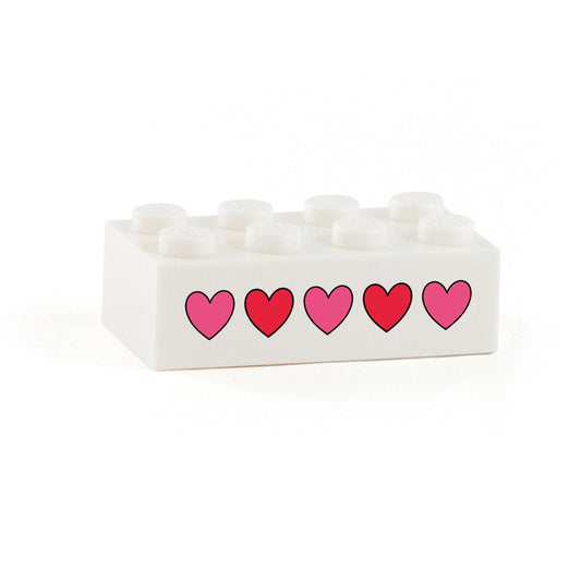 Line of Hearts Display Brick - Custom Printed 2 x 4 Brick