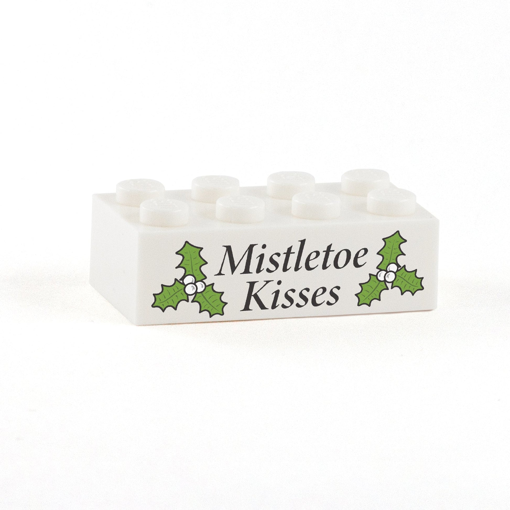 Mistletoe Kisses Display Brick - Custom Printed 2x4 LEGO Brick