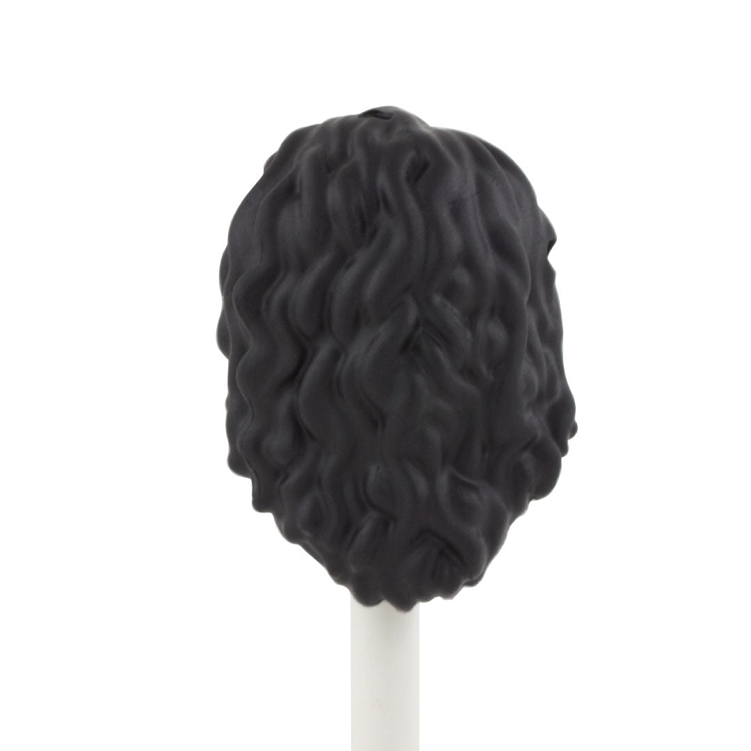 LEGO long wavy black hair with swept back fringe compatible with LEGO friends