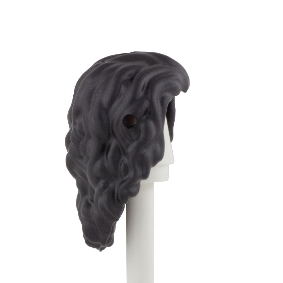 LEGO long wavy black hair with swept back fringe compatible with LEGO friends