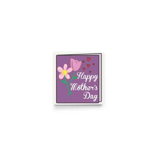 LEGO Happy Mother's Day Card (Purple with Flowers) - Custom Design Tile