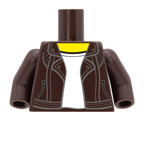Casual Leather Jacket Over T Shirt - Custom Design Minifigure Torso