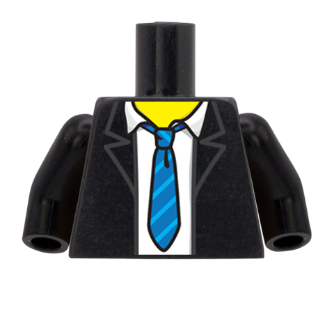 Suit with Casual Striped Tie - Custom Design Minifigure Torso