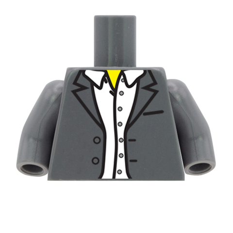 Open Suit Jacket No Tie  - Custom Design Minifigure Torso