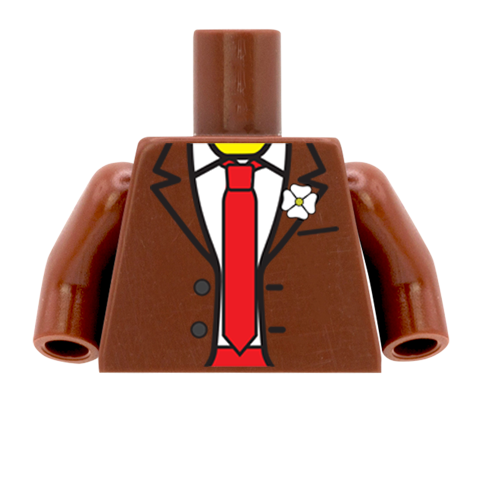 Tuxedo with Custom Coloured Tie and Cummerbund  - Custom Design Minifigure Torso