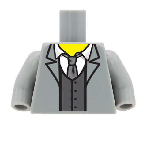 Suit Jacket , Waistcoat and Loose Tie - Custom Design Minifigure Torso
