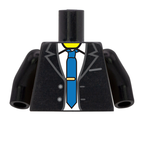 Suit Jacket with Tie and Tie Clip - Custom Design Minifigure Torso