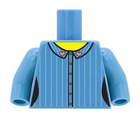 Stripey Shirt with Heart Collar - Custom Design Minifigure Torso