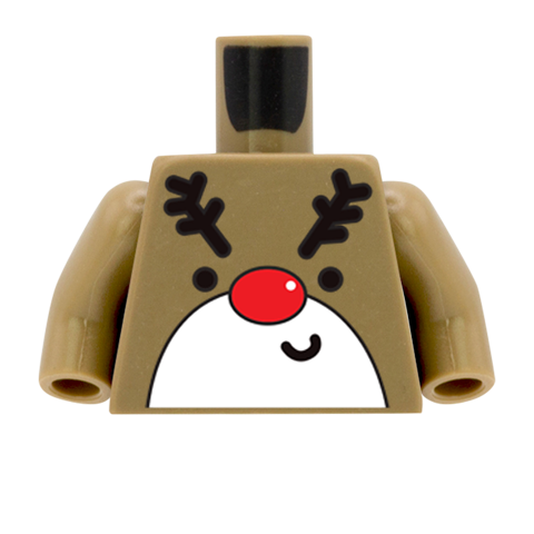 Reindeer Face Jumper - Custom Design Minifigure Torso