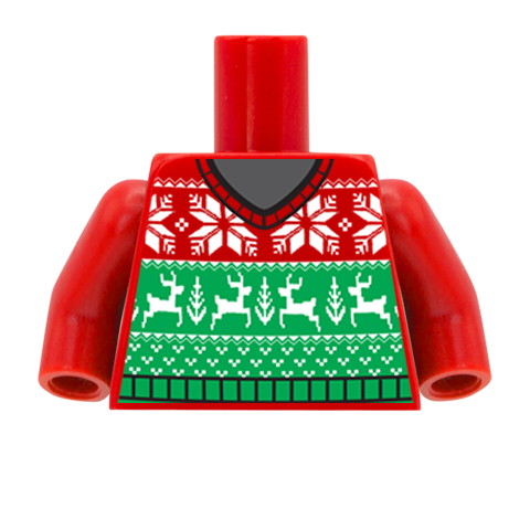 Reindeer and Snowflakes Christmas Jumper - Custom Design Minifigure Torso