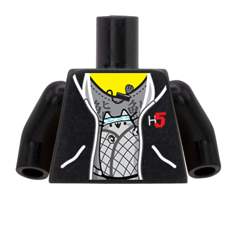 Black Hacker Hoodie - Custom Design Minifigure Torso