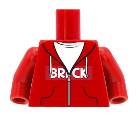 Trendy Hoodie with BRICK Logo - Custom Design Minifigure Torso